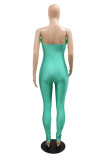 Green Fashion Casual Solid Patchwork Backless Strapless Skinny Jumpsuits