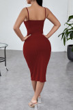 Green Sexy Solid Patchwork Spaghetti Strap One Step Skirt Dresses