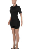 White Casual Solid Patchwork Turndown Collar Short Sleeve Two Pieces