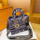 Navy Blue Fashion Street Print Patchwork Letter Bags
