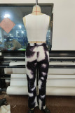 White Fashion Casual Print Basic O Neck Sleeveless Two Pieces