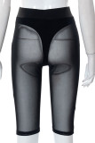 Pink Sexy Solid Patchwork See-through High Waist Pencil Patchwork Bottoms