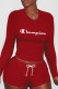 Red Fashion Street Print Letter O Neck Long Sleeve Two Pieces