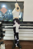White Fashion Casual Print Basic O Neck Sleeveless Two Pieces