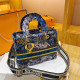 Dark Blue Fashion Street Print Patchwork Letter Bags
