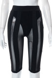 Pink Sexy Solid Patchwork See-through High Waist Pencil Patchwork Bottoms