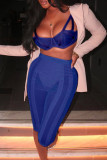 Pink Sexy Solid Patchwork See-through High Waist Pencil Patchwork Bottoms