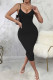 Black Sexy Solid Patchwork Spaghetti Strap One Step Skirt Dresses
