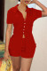Red Fashion Casual Solid Slit Turndown Collar Short Sleeve Two Pieces