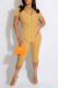 Khaki Fashion Casual Solid Asymmetrical Turndown Collar Short Sleeve Two Pieces