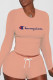 Pink Fashion Street Print Letter O Neck Long Sleeve Two Pieces