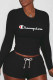 Black Fashion Street Print Letter O Neck Long Sleeve Two Pieces