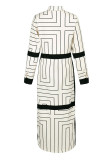 Pink Casual Striped Print Patchwork Buckle Turndown Collar Shirt Dress Dresses