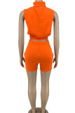 Apricot Sexy Solid Embroidered Hollowed Out Patchwork Half A Turtleneck Sleeveless Two Pieces