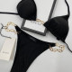 Black Fashion Sexy Solid Chains Swimwears