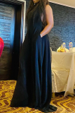 Purple Fashion Solid Patchwork Halter Loose Jumpsuits