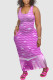 Purple Casual Print Patchwork U Neck Vest Dress Dresses
