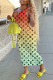 Yellow Fashion Street Print Letter V Neck One Step Skirt Dresses