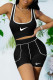Black Fashion Casual Print Patchwork U Neck Sleeveless Two Pieces