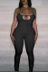 Black Sexy Solid Patchwork Skinny Jumpsuits