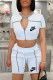 White Fashion Casual Print Patchwork O Neck Short Sleeve Two Pieces