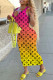 Rose Red Fashion Street Print Letter V Neck One Step Skirt Dresses