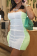 White Sexy Solid Patchwork Strapless Pencil Skirt Dresses