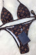 Brown Fashion Sexy Print Bandage Swimwears