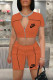 Orange Fashion Casual Print Patchwork O Neck Short Sleeve Two Pieces