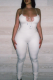 White Sexy Solid Patchwork Skinny Jumpsuits