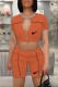 Orange Fashion Casual Print Patchwork O Neck Short Sleeve Two Pieces