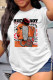 White Brown Fashion Casual Print Basic O Neck T-Shirts