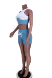 White Sexy Solid Patchwork O Neck Sleeveless Two Pieces