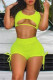 Yellow Sexy Casual Solid Hollowed Out Draw String U Neck Sleeveless Two Pieces