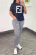 Black Fashion Casual Print Letter O Neck Short Sleeve Two Pieces