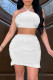 White Fashion Sexy Solid Bandage Backless Strapless Sleeveless Two Pieces