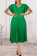 Green Fashion Casual Solid Patchwork V Neck Pleated Dresses