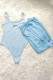 Blue Fashion Casual Solid Patchwork U Neck Sleeveless Two Pieces