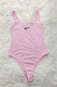 Pink Fashion Sexy Solid Embroidered U Neck Bodysuits