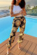 Yellow Fashion Street Print Patchwork O Neck Sleeveless Two Pieces