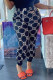 Dark Blue Fashion Street Print Letter Straight Bottoms
