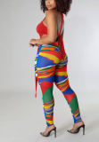 Red Sexy Print Patchwork Halter Sleeveless Two Pieces