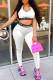 White Fashion Casual Sportswear Letter Print Patchwork U Neck Sleeveless Two Pieces