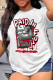 White Grey Fashion Casual Print Basic O Neck T-Shirts