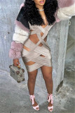 Grey Fashion Sexy Solid Hollowed Out V Neck Vest Dress