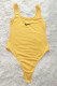 Yellow Fashion Sexy Solid Embroidered U Neck Bodysuits