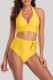 Yellow Fashion Sexy Solid Bandage Backless Swimwears (With Paddings)