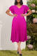 Purple Fashion Casual Solid Patchwork V Neck Pleated Dresses
