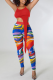 Red Sexy Print Patchwork Halter Sleeveless Two Pieces
