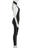 Black Sexy Casual Sportswear Solid Backless Turtleneck Skinny Jumpsuits